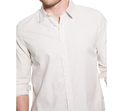 Guess Men's Relaxed Fit Long Sleeve Striped Button Front Oxford Shirt