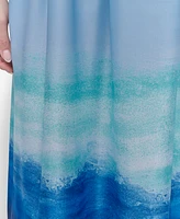 Dkny Women's Sleeveless Printed Satin Maxi Dress