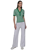 Karl Lagerfeld Paris Women's Stripe Short-Sleeve Sweater