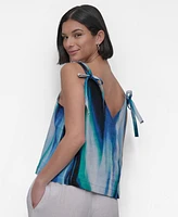 Dkny Women's Printed Tie-Strap Linen Tank Top