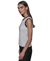 Karl Lagerfeld Paris Women's Scallop-Edge Sleeveless Sweater