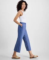Charter Club Petite 100% Linen Wide-Leg Cropped Pants, Exclusively at Macy's