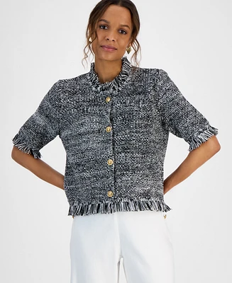 I.n.c. International Concepts Petite Short-Sleeve Cardigan, Exclusively at Macy's