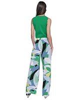 Karl Lagerfeld Paris Women's Geo-Print Wide-Leg Pants