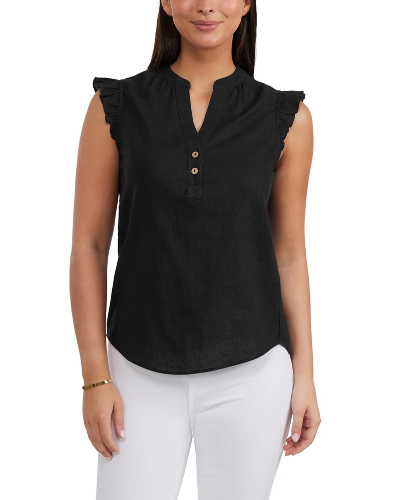 Ellen Tracy Women's Flutter Sleeve Top with Gathered Back