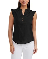 Ellen Tracy Women's Flutter Sleeve Top with Gathered Back