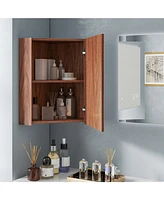 Corner Medicine Cabinet with Mirror Open Door and Adjustable Shelf