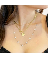 The Lovery Mother of Pearl Heart Station Necklace 14K Gold