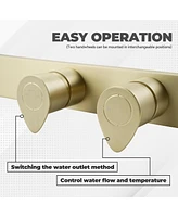 Modern 2-Function Bathtub Faucet Shower Set with Hot/Cold Pressure Balance Valve, Waterfall & Handheld Shower, cUPC Certified, Brushed Gold