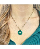 The Lovery Malachite Donut Heart Charm 14K Gold