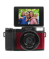 Minolta MND30 30MP 2.7K Qhd 3.0" Lcd Screen Digital Camera, Red, With micro Sd Card and Slinger Camera Bag