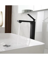 Single Hole Single Handle Bathroom Vessel Sink Faucet With Supply Hose in Matte Black