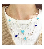 The Lovery Mixed Blue Heart Station Necklace 14K Gold