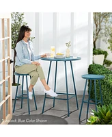 Best Choice Products 3-Piece Steel Patio Bar Height Round Bistro Set w/ Backless Stools