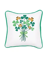 10" x 10" St. Patrick's Day Shamrock Bouquet Embroidered Small/Petite Cotton Accent Throw Pillow