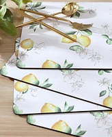 Laura Ashley Lemon Floral Cork Placemats Set of 4, 16" x 12"