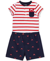 Little Me Baby Boys 2-Pc. Crab Stripe Bodysuit & Shorts Set