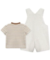 Little Me Baby Boys 2-Pc. Stripe T-Shirt & Lion Shortall Set