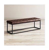 Global Archive 55" Genuine Distressed Leather Ottoman Bench