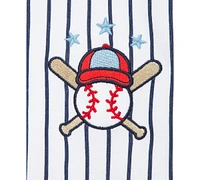 Little Me Baby Boys Baseball Stripe Rompers, Pack of 2