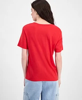 Love Tribe Juniors' Hello Kitty Fireworks Graphic-Print Crewneck Tee