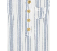 Little Me Baby Boys 2-Pc. Gauze Stripe Romper & Bucket Hat Set