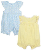 Little Me Baby Girls Daisies Rompers, Pack of 2