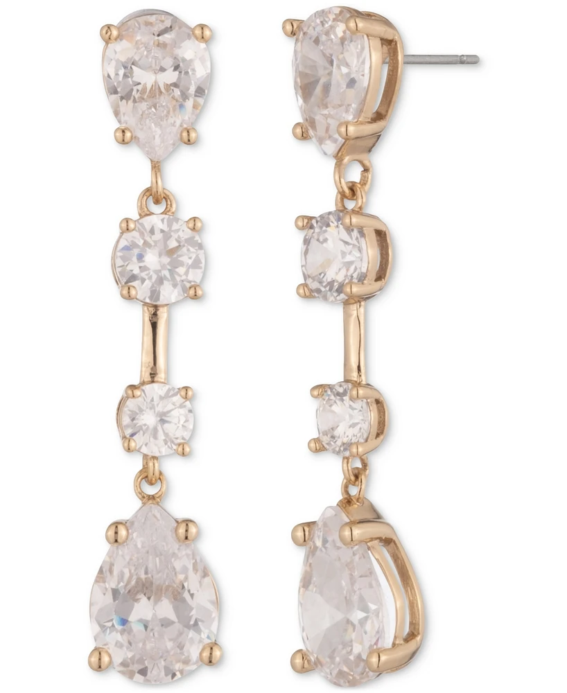 Givenchy Gold-Tone Mixed Cubic Zirconia Linear Drop Earrings