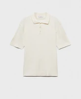 Mango Men's Fine-Knit Ribbed Cotton Polo Shirt