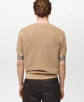 Mango Men's Textured Knit Regular Fit T-Shirt