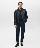 Mango Men's Pocketed Nappa Leather Jacket