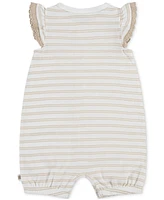 Huggies Baby Girls Cotton Striped Ruffled-Sleeve Romper