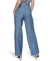 Karl Lagerfeld Paris Women's Mid-Rise Wide-Leg Pants