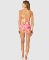 Anne Cole Women's Tie Dye Foulard Twist Bandeau One-Piece Swimsuit