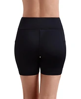 ShapeSolver by Mimi Flamingo Women's Solid Bottoms Yoga Waist Midi Swim Short