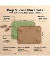 KeaBabies 2-Pack Prep Silicone Placemats for Toddlers, Kids, Non Slip Suction Dining Table Baby Placemat, Easy to Clean
