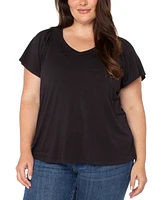 Liverpool Plus V-Neck Flutter Sleeve Top