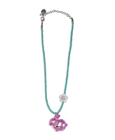 Betsey Johnson Faux Stone Spring Bunny Pendant Rope Necklace