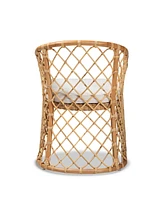 bali & pari 23.2" Upholstered and Natural Rattan Orchard Modern Bohemian Dining Chair