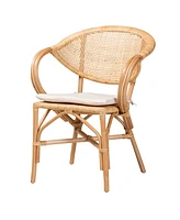 bali & pari 24" Finished Rattan Varick Modern Bohemian Dining Chair