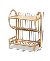 bali & pari Liora Modern Bohemian Finished Rattan 3-Tier Display Shelf