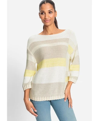 Olsen Women's Colour Block Boat Neck Sweater