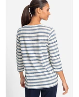 Olsen Women's Stripe and Placement Print T-Shirt