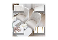 Dyhome Modern Dining Chairs Set of 2, Mid Century with 5.12” Cushions and Golden Legs, Velvet Upholstered Back