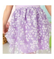 Sweet Wink Toddler Girls Lavender Ditsy Daisy Easter Tiered Short Sleeve Tutu Dress