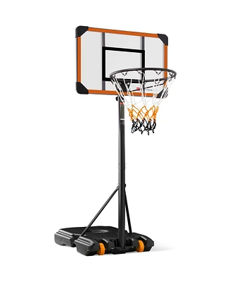 Best Choice Products Kids Height-Adjustable Basketball Hoop, Portable Game w/ 2 Wheels, Square Backboard