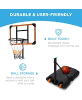 Best Choice Products Kids Height-Adjustable Basketball Hoop, Portable Game w/ 2 Wheels, Square Backboard