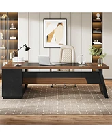 Tribesigns L-Shaped Executive Desk, 78" Modern Office Desk with Drawers and Lateral File Cabinet, Large Computer Storage Shelves, Workstatio