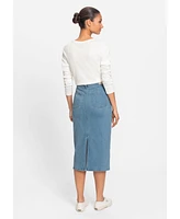 Olsen Light Wash Power Stretch Midi Jean Skirt