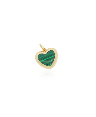 The Lovery Malachite Puffy Heart Charm 14K Gold